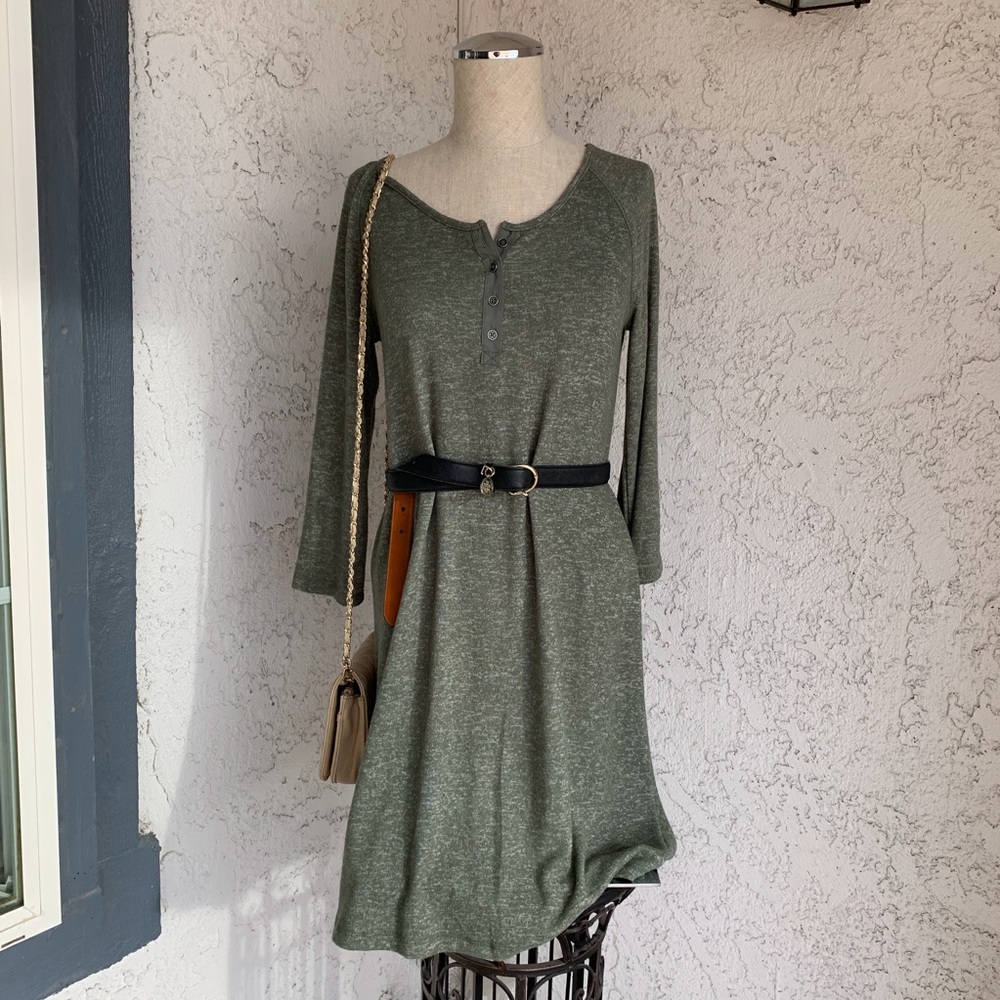 Cozy Henley Swing Dress
